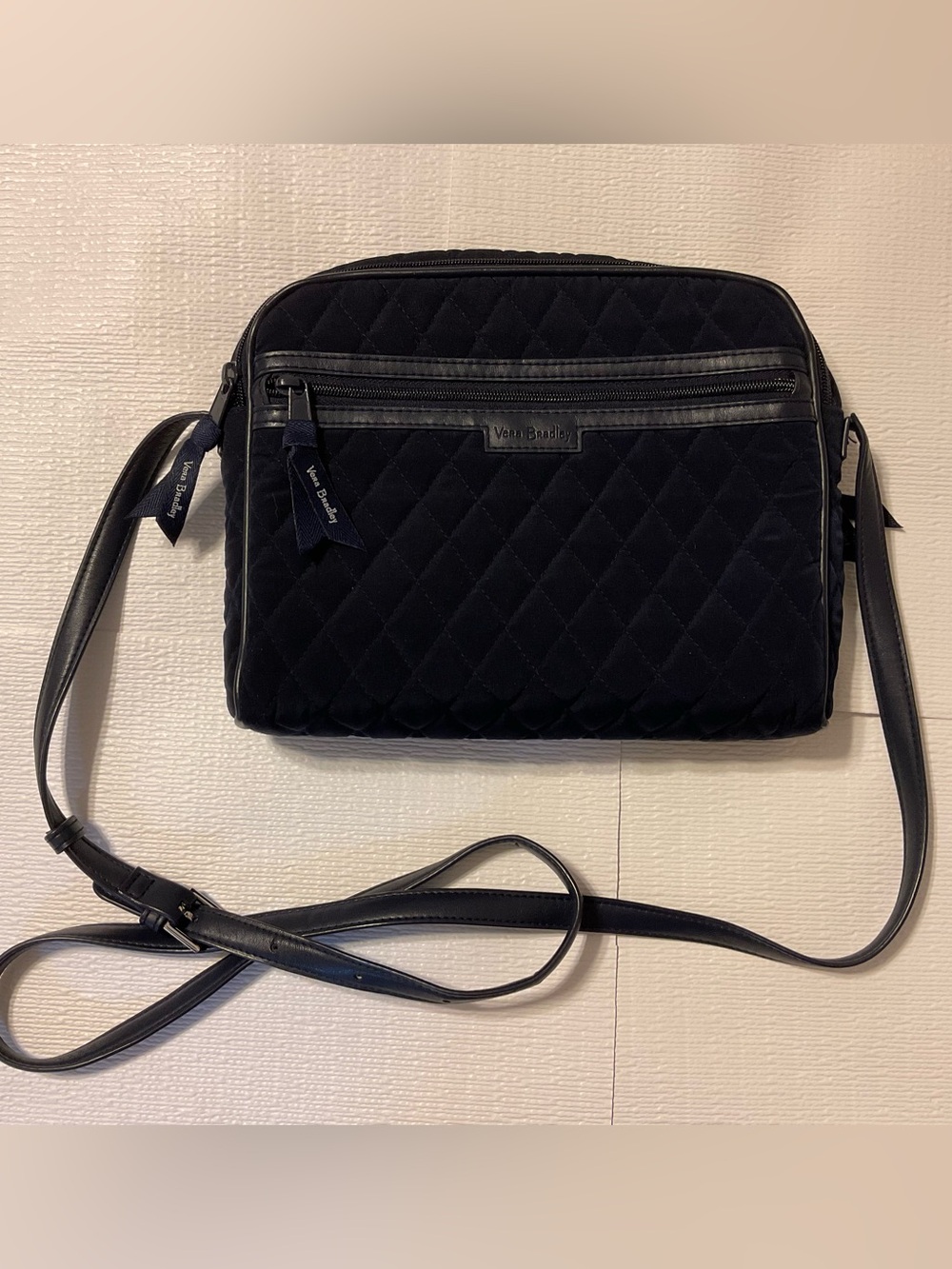 Vera Bradley Black Quilted Crossbody Messenger Bag